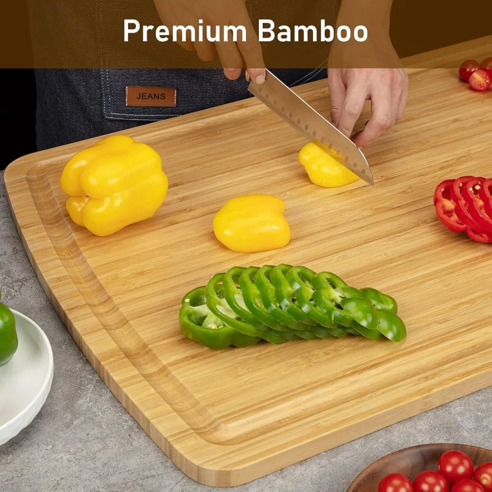 HiMISS Bamboo Cutting Board With Juice Groove For Kitchen