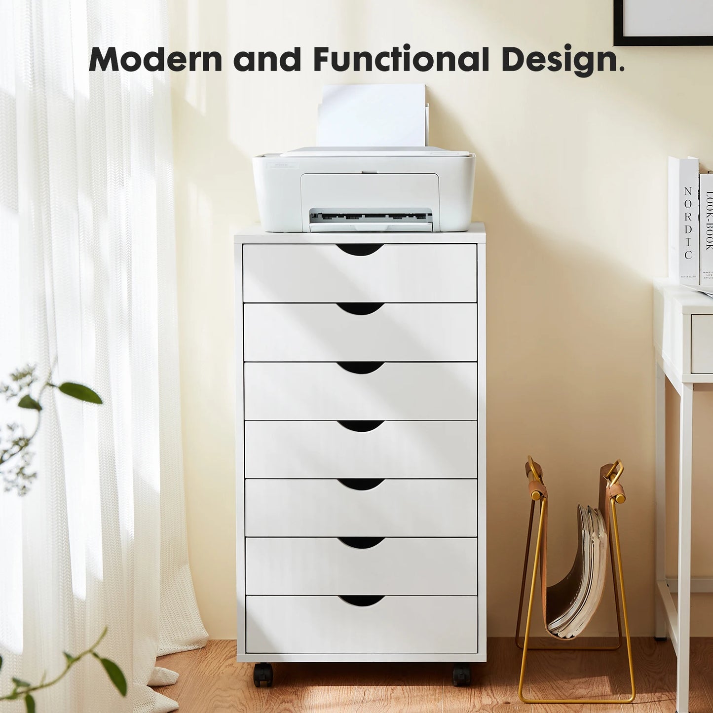 JHK Chest Dressers Nightstand Storage Cabinet With Rollers