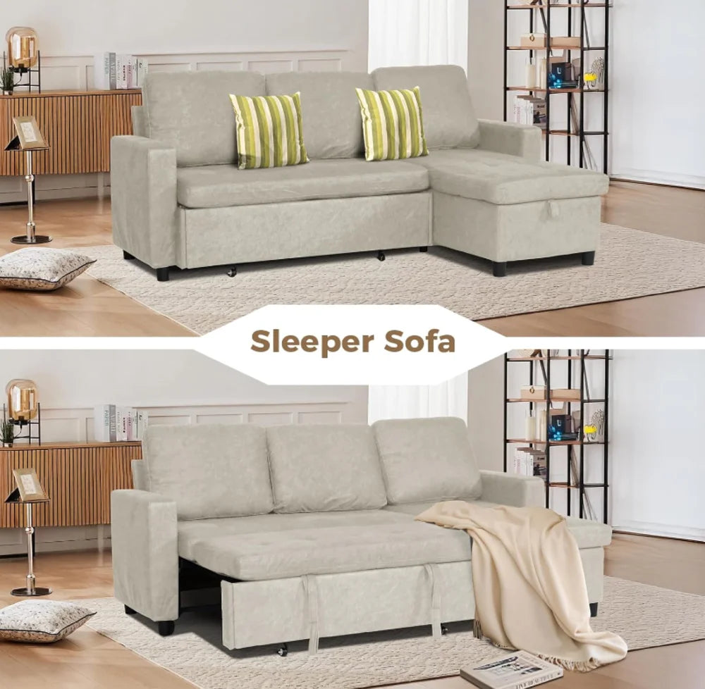 SEOGWISAMCN Convertible L Shaped Sectional Sofa Sleeper