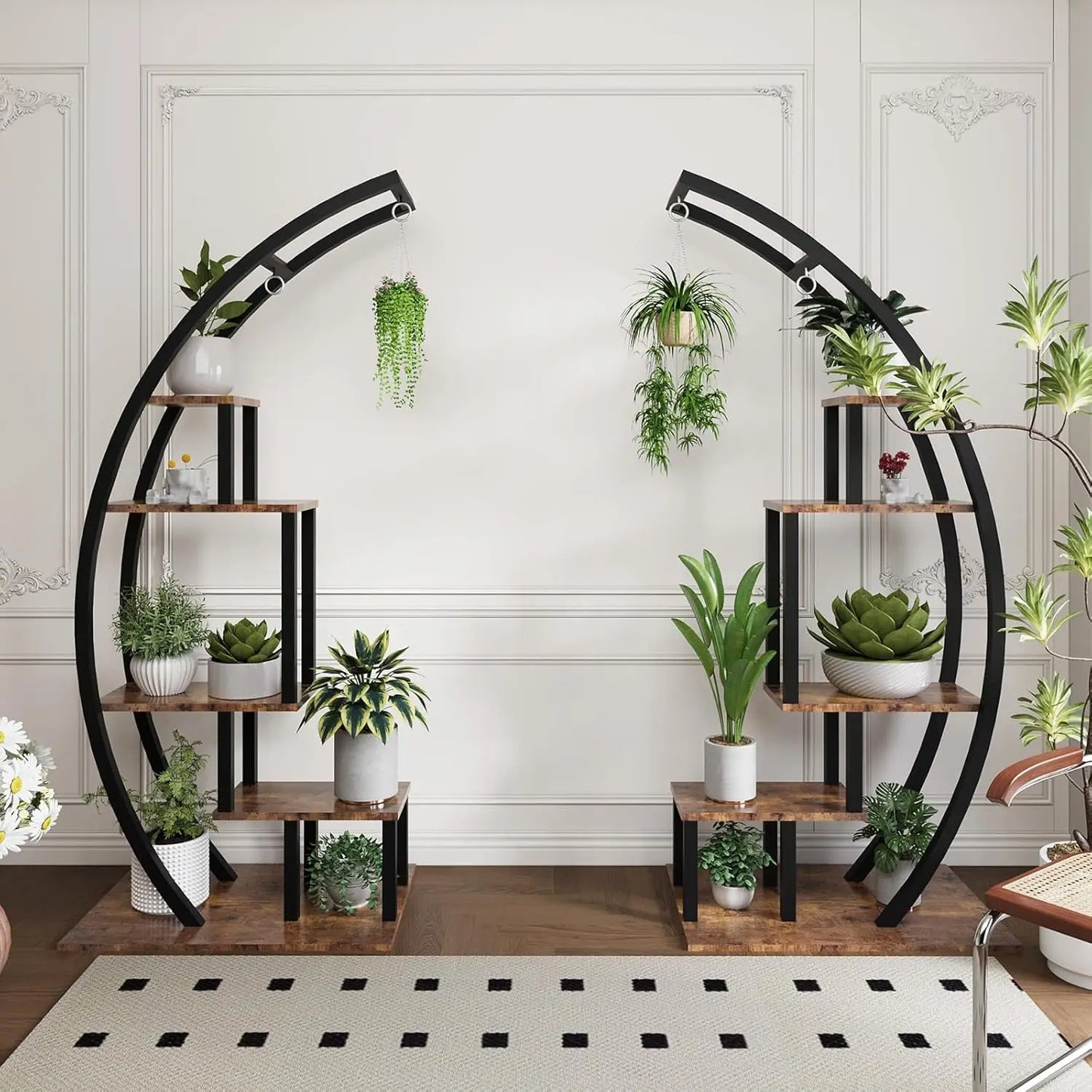 HiMISS Plant Stand 2 Pack 5 Tier Half Moon Indoor Shelf Rack