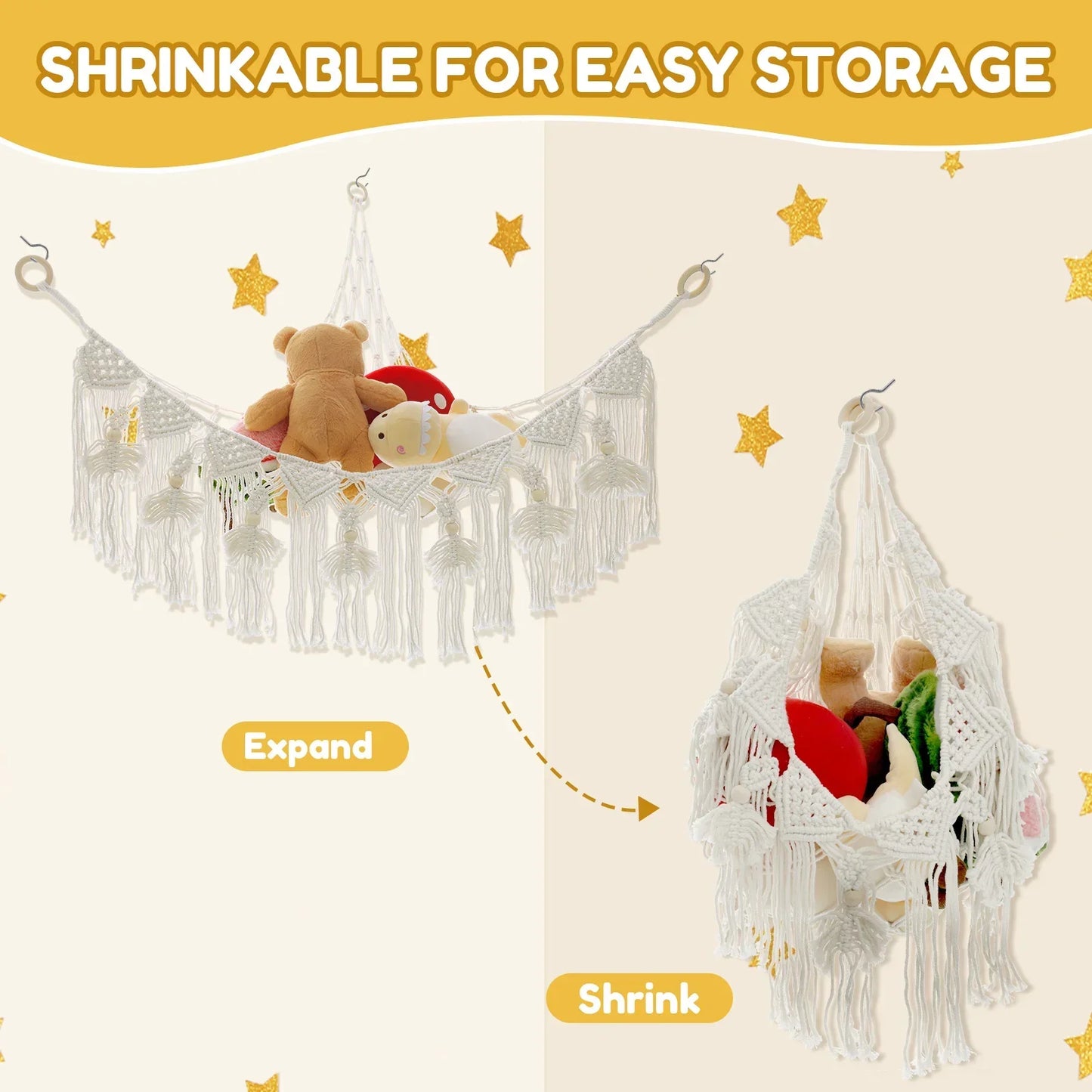 General Use Stuffy Hammock Stuffed Animal Toy Cotton Rope