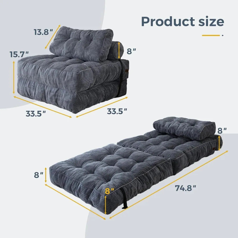 Combination Folding Sofa Bed Sleeper Chair With Support