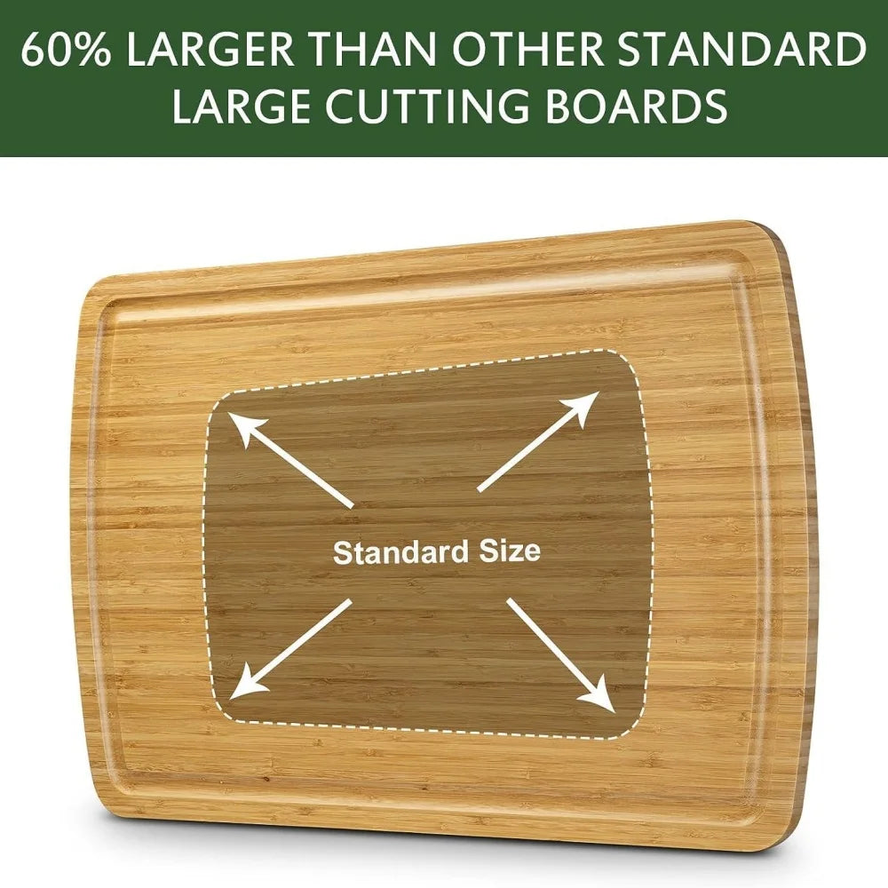 HiMISS Bamboo Cutting Board With Juice Groove For Kitchen