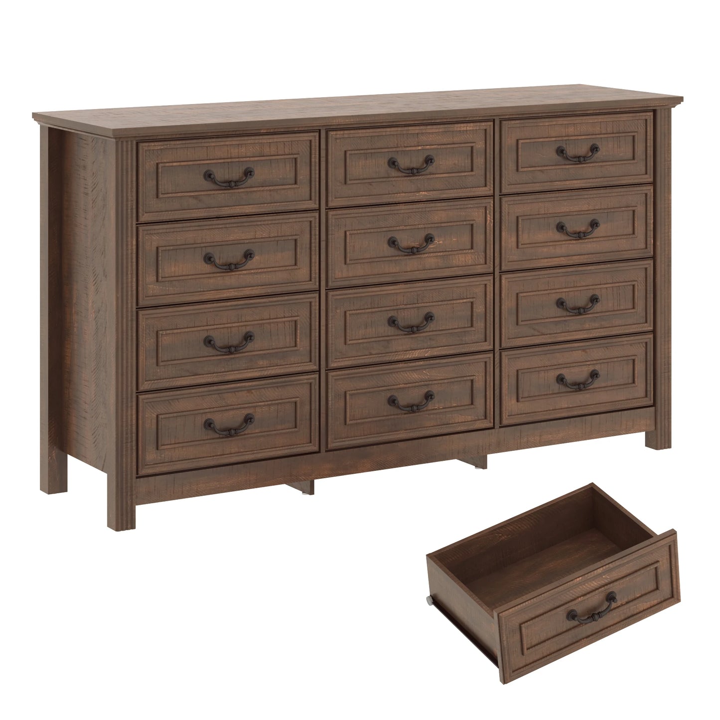 QiaoShiRen Large 12 Drawer Dresser Bedroom Wood Storage