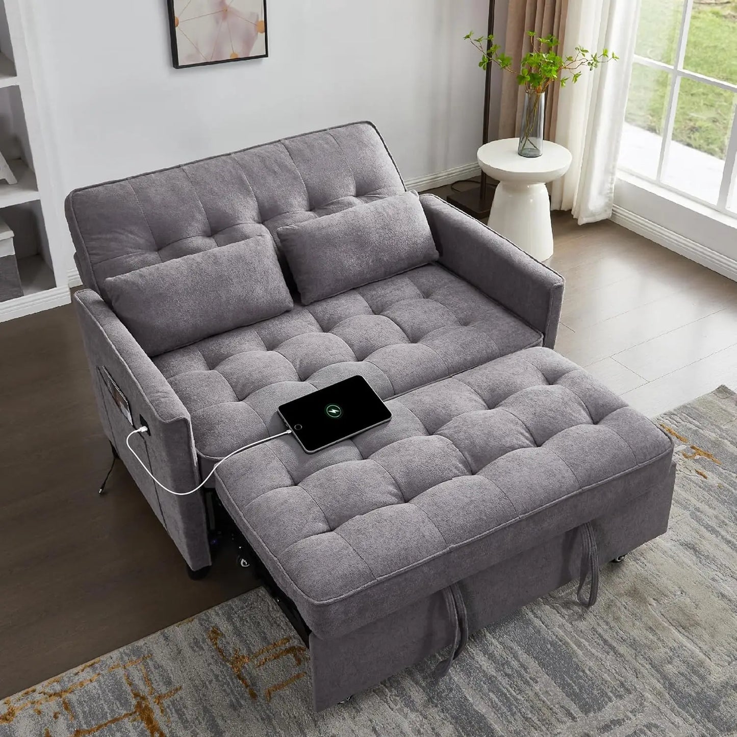ANGDUO Convertible Sofa Bed 3 In 1 Pull Out Couch Loveseat