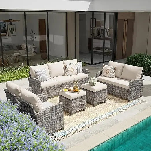 Modular Wicker Outdoor Patio Sectional Sofa Set PE Rattan