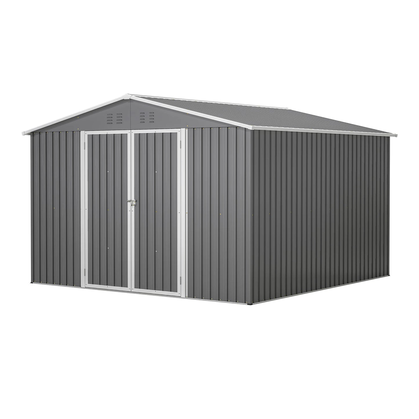 LZBEITEM Outdoor Metal Storage Shed With Lockable Doors