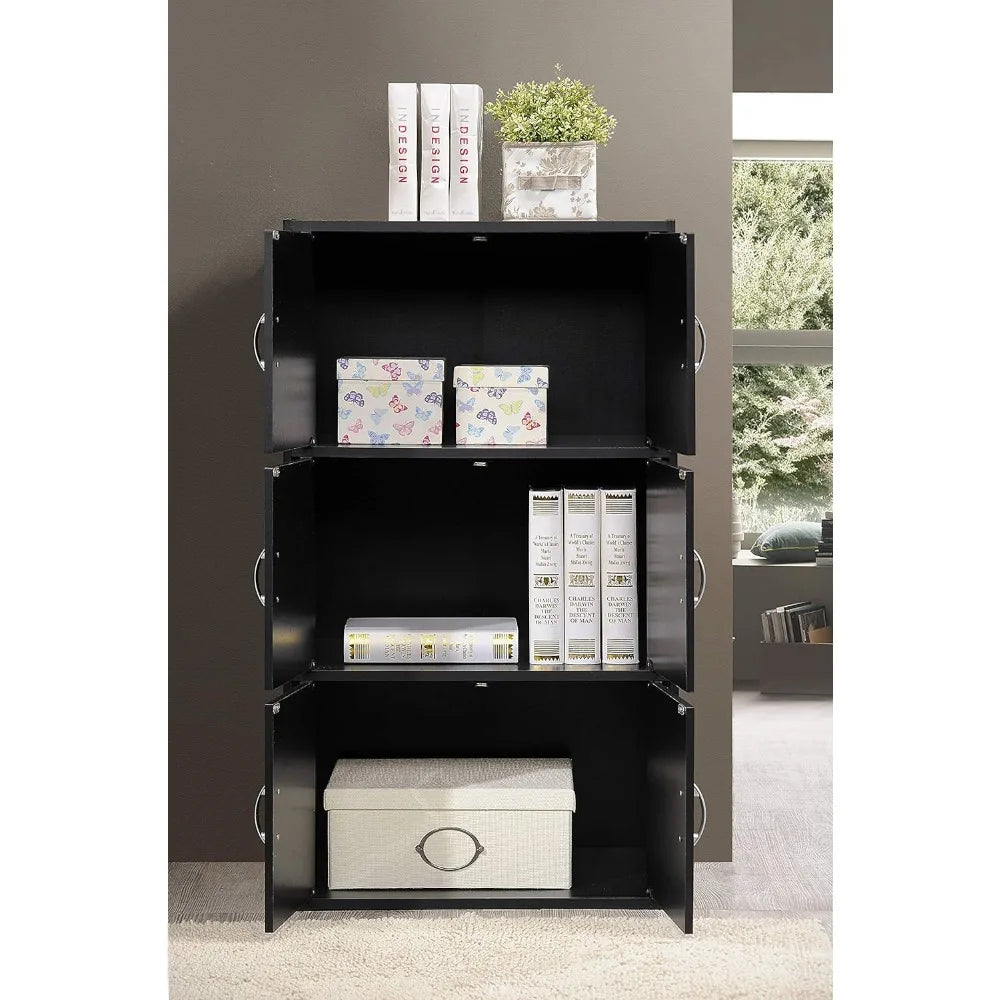 Contemporary Wood 6 Door Bookcase Cabinet For Home Office