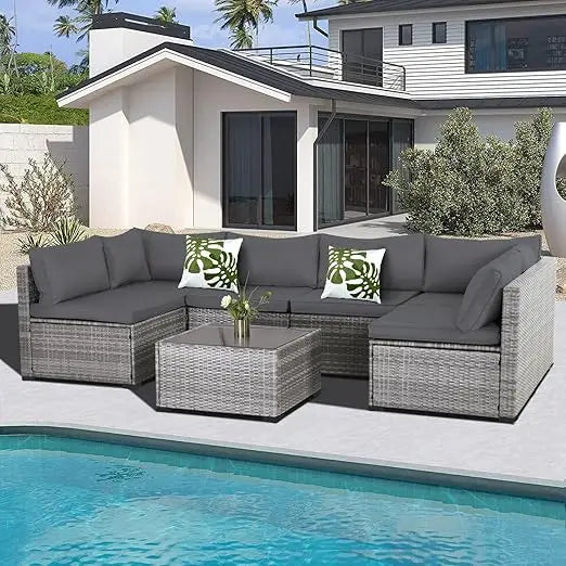 Modular Wicker Outdoor Patio Sectional Sofa Set PE Rattan