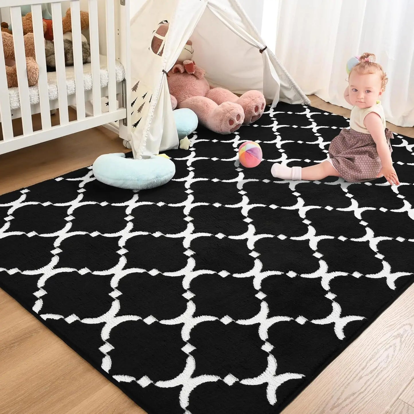 NOAHAS Soft Geometric Modern Shag Rug For Living Room