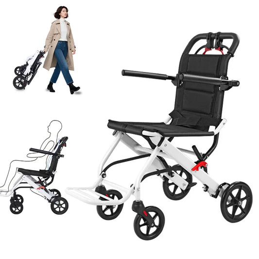 CvitalelPersd Lightweight Folding Wheelchair Travel Elderly