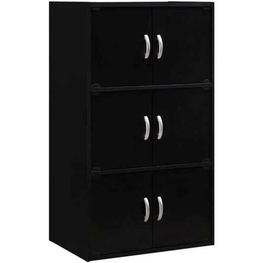 Contemporary Wood 6 Door Bookcase Cabinet For Home Office