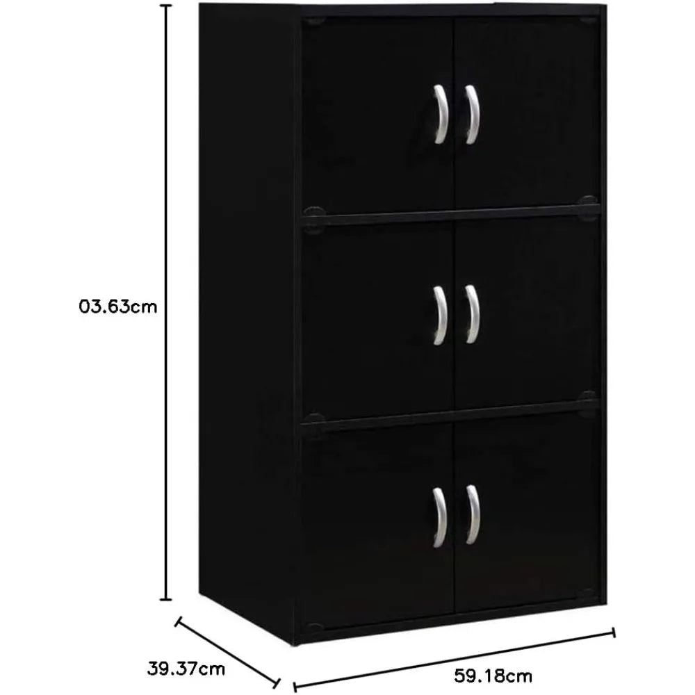 Contemporary Wood 6 Door Bookcase Cabinet For Home Office