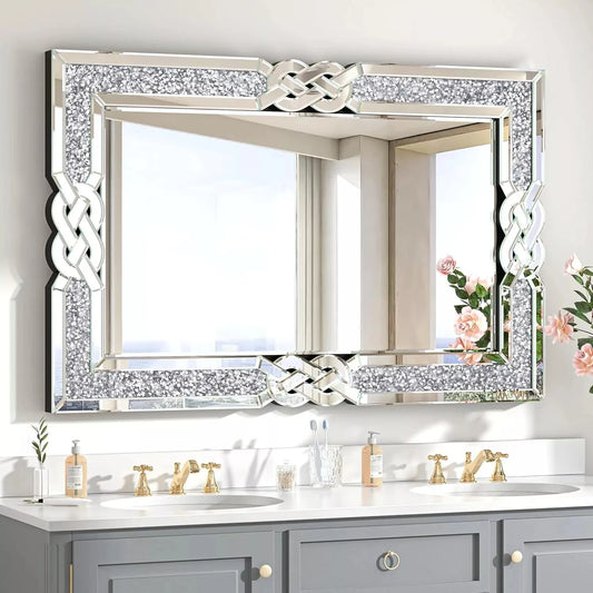Wisfor Crushed Diamond Wall Mirror With Crystal Edge