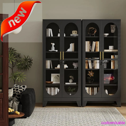 XMSJH Locking Display Cabinet With Glass Door And Shelves