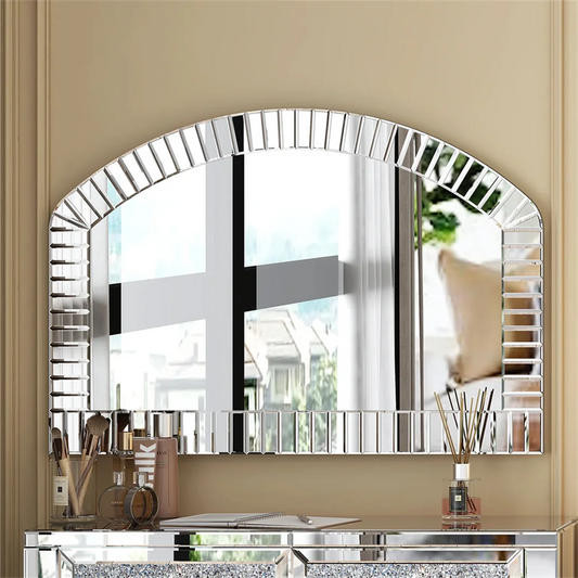 BORWARTH Arched Venetian Wall Mirror With Beveled Glass Frame