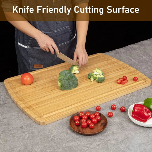 HiMISS Bamboo Cutting Board With Juice Groove For Kitchen