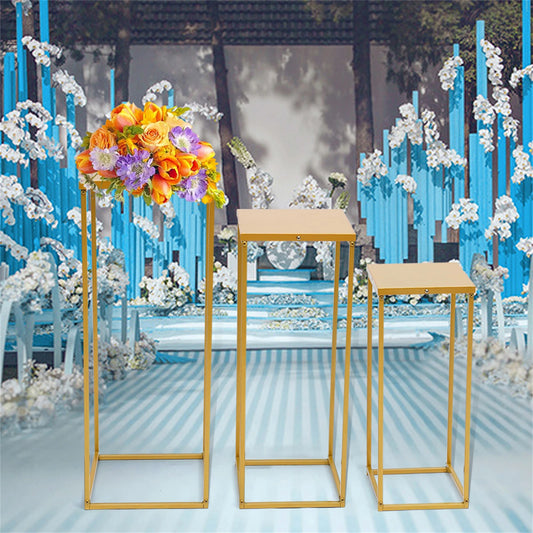 Hign-concerned Metal Square Flower Stands Set Of 3