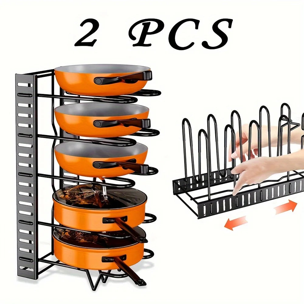 Hign-Concerned Pot Rack Organizer With Adjustable Lid Holders